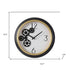 16" Black Gold And White Faux Leather And Iron Analog Exposed Gear Round Wall Clock