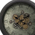 28" Circle Black and Gray Wood and Glass Analog Exposed Gear Wall Clock