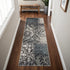 8' X 10' Teal And Ivory Damask Distressed Area Rug