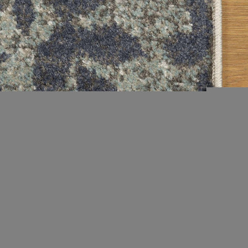 8' X 10' Teal And Ivory Damask Distressed Area Rug