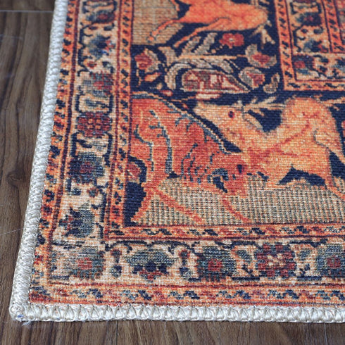 8' Brown Black And Brick Red Medallion Runner Rug