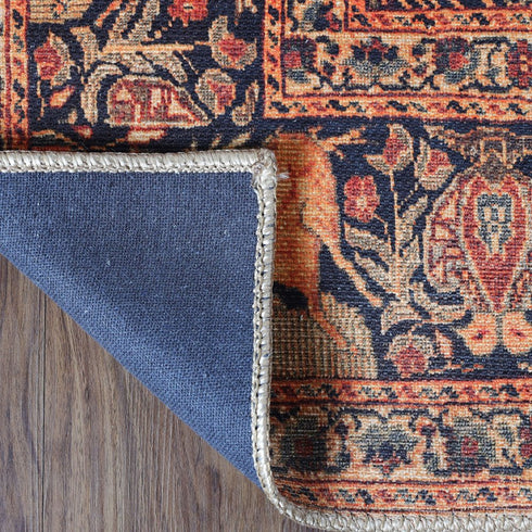 8' Brown Black And Brick Red Medallion Runner Rug