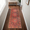 8' Brown Black And Brick Red Medallion Runner Rug
