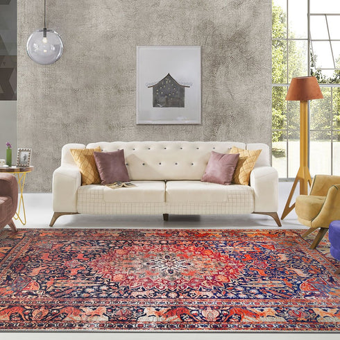 8' Brown Black And Brick Red Medallion Runner Rug