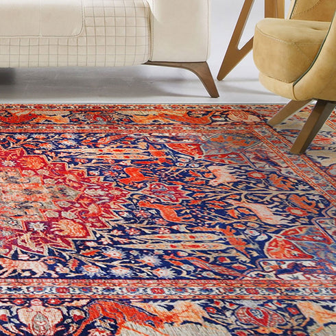 8' Brown Black And Brick Red Medallion Runner Rug