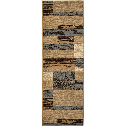 8' X 10' Blue And Beige Patchwork Area Rug