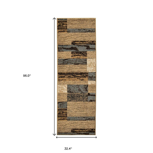 8' X 10' Blue And Beige Patchwork Area Rug