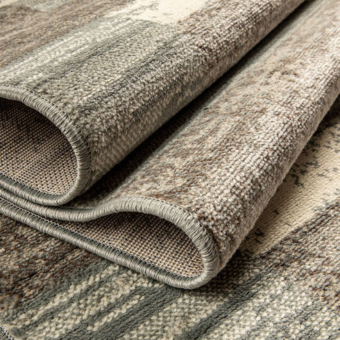 8' X 10' Blue And Ivory Patchwork Area Rug