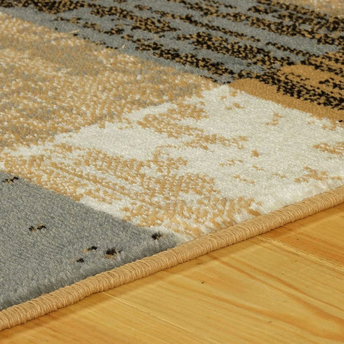8' X 10' Blue And Beige Patchwork Area Rug