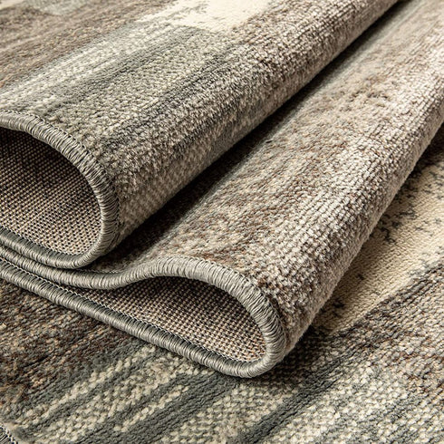 8' X 10' Blue And Ivory Patchwork Area Rug