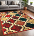 5' X 8' Blue And Red Quatrefoil Distressed Area Rug