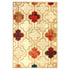 8' X 10' Beige Brown And Red Quatrefoil Distressed Area Rug