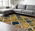 8' X 10' Green Brown And Ivory Quatrefoil Distressed Area Rug