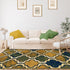 8' X 10' Green Brown And Ivory Quatrefoil Distressed Area Rug