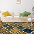 8' X 10' Green Brown And Ivory Quatrefoil Distressed Area Rug