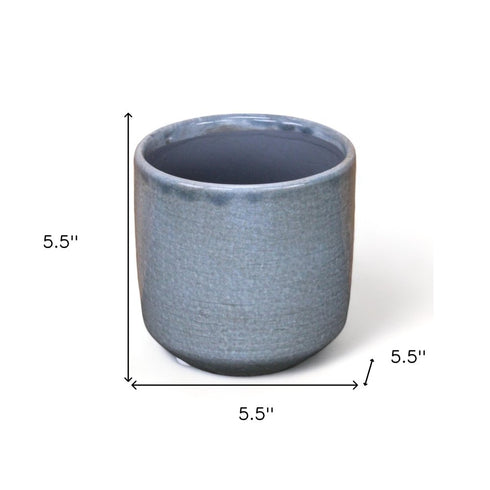 Gray Ceramic 44 Ounce Crackle Mosaic Round Distressed Pot Planter