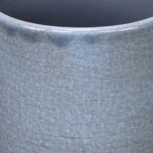 Gray Ceramic 44 Ounce Crackle Mosaic Round Distressed Pot Planter