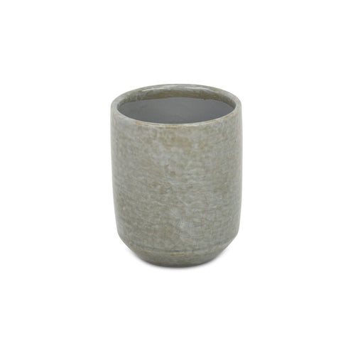 Gray Ceramic 20 Ounce Crackle Mosaic Round Distressed Pot Planter