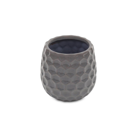 Gray Ceramic 15 Ounce Round Distressed Pot Planter
