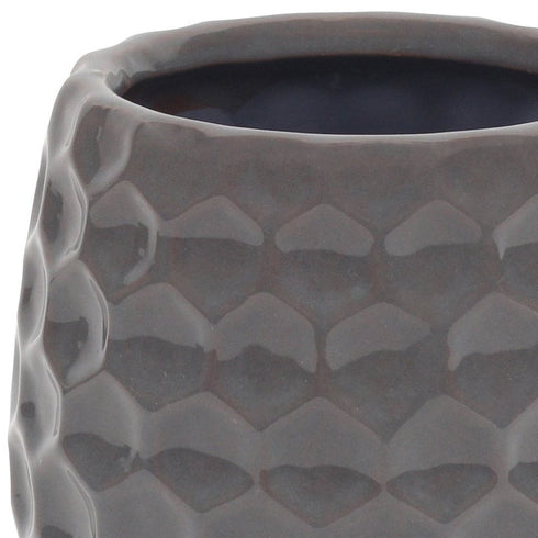 Gray Ceramic 15 Ounce Round Distressed Pot Planter