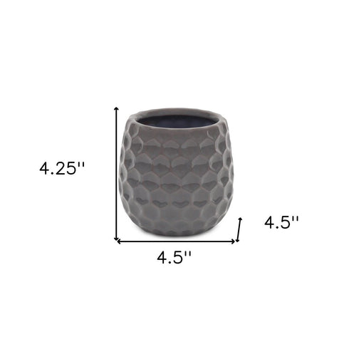 Gray Ceramic 15 Ounce Round Distressed Pot Planter