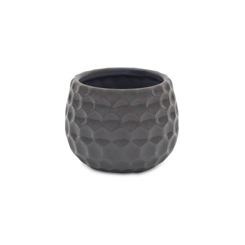 Gray Ceramic 17 Ounce Round Distressed Pot Planter