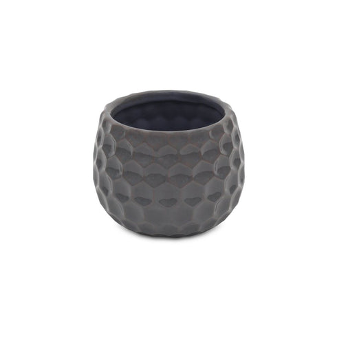 Gray Ceramic 17 Ounce Round Distressed Pot Planter