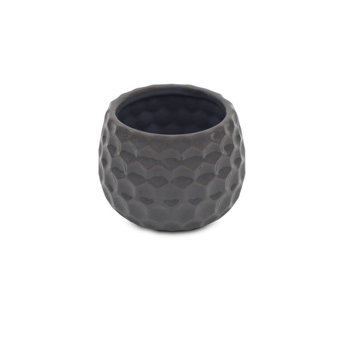 Gray Ceramic 17 Ounce Round Distressed Pot Planter