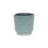 Green Ceramic 23 Ounce Striped Round Distressed Pot Planter