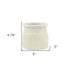White Ceramic 25 Ounce Striped Round Distressed Pot Planter