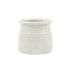White Ceramic 25 Ounce Striped Round Distressed Pot Planter