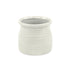White Ceramic 25 Ounce Striped Round Distressed Pot Planter