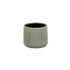 Green Ceramic 25 Ounce Striped Round Distressed Pot Planter