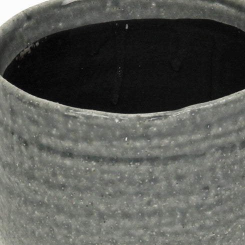Gray Ceramic 19 Ounce Two Toned Round Distressed Pot Planter