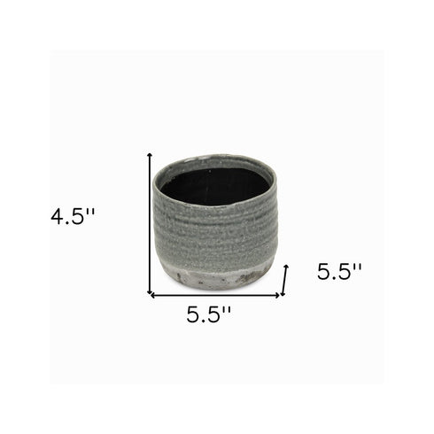 Gray Ceramic 19 Ounce Two Toned Round Distressed Pot Planter