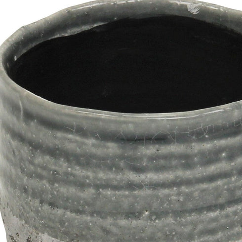 Gray Ceramic 36 Ounce Two Toned Round Distressed Pot Planter