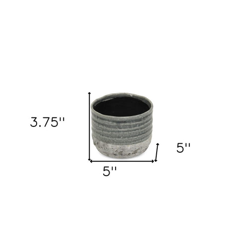 Gray Ceramic 36 Ounce Two Toned Round Distressed Pot Planter