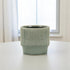 Green Ceramic 41 Ounce Striped Round Distressed Pot Planter