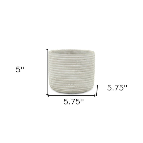 Light Gray Cement 39 Ounce Striped Round Distressed Pot Planter