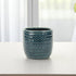 Teal Blue Ceramic 17 Ounce Dotted Round Distressed Pot Planter