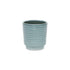 Green Ceramic 15 Ounce Striped Round Distressed Pot Planter