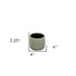 Beige And Green Ceramic 12 Ounce Striped Round Distressed Pot Planter