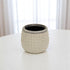 Beige And Gray Ceramic 12 Ounce Dotted Round Distressed Pot Planter