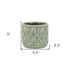 Green Ceramic 10 Ounce Geometric Round Distressed Pot Planter