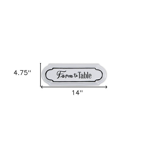 5" X 14" Black and White Farm To Table Metal Wall Decor