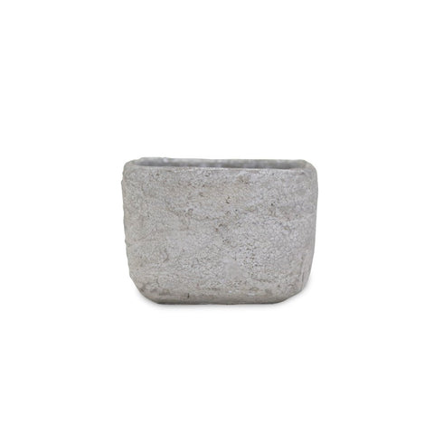 Gray Cement 6 Ounce Crackle Square Distressed Pot Planter