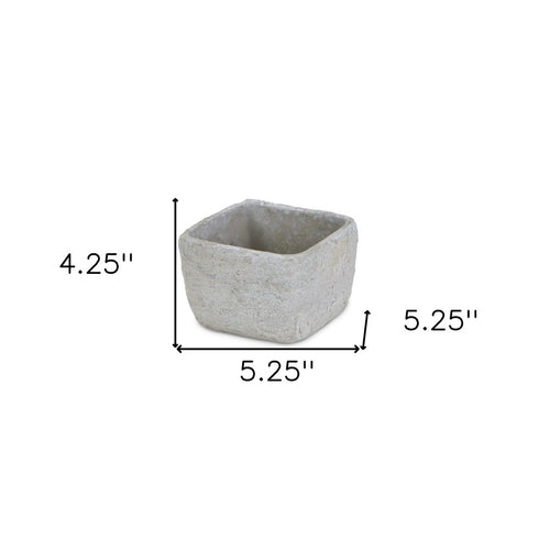 Gray Cement 6 Ounce Crackle Square Distressed Pot Planter