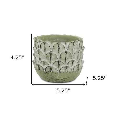 Black And Gray Cement 49 Ounce Leaf Round Distressed Pot Planter