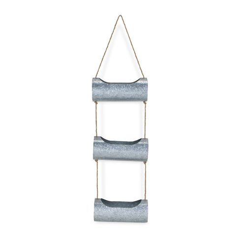 Silver Galvanized Metal Three Tier Hanging Planter