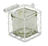 4" White Glass and Metal Lattice Tabletop Lantern Candle Holder